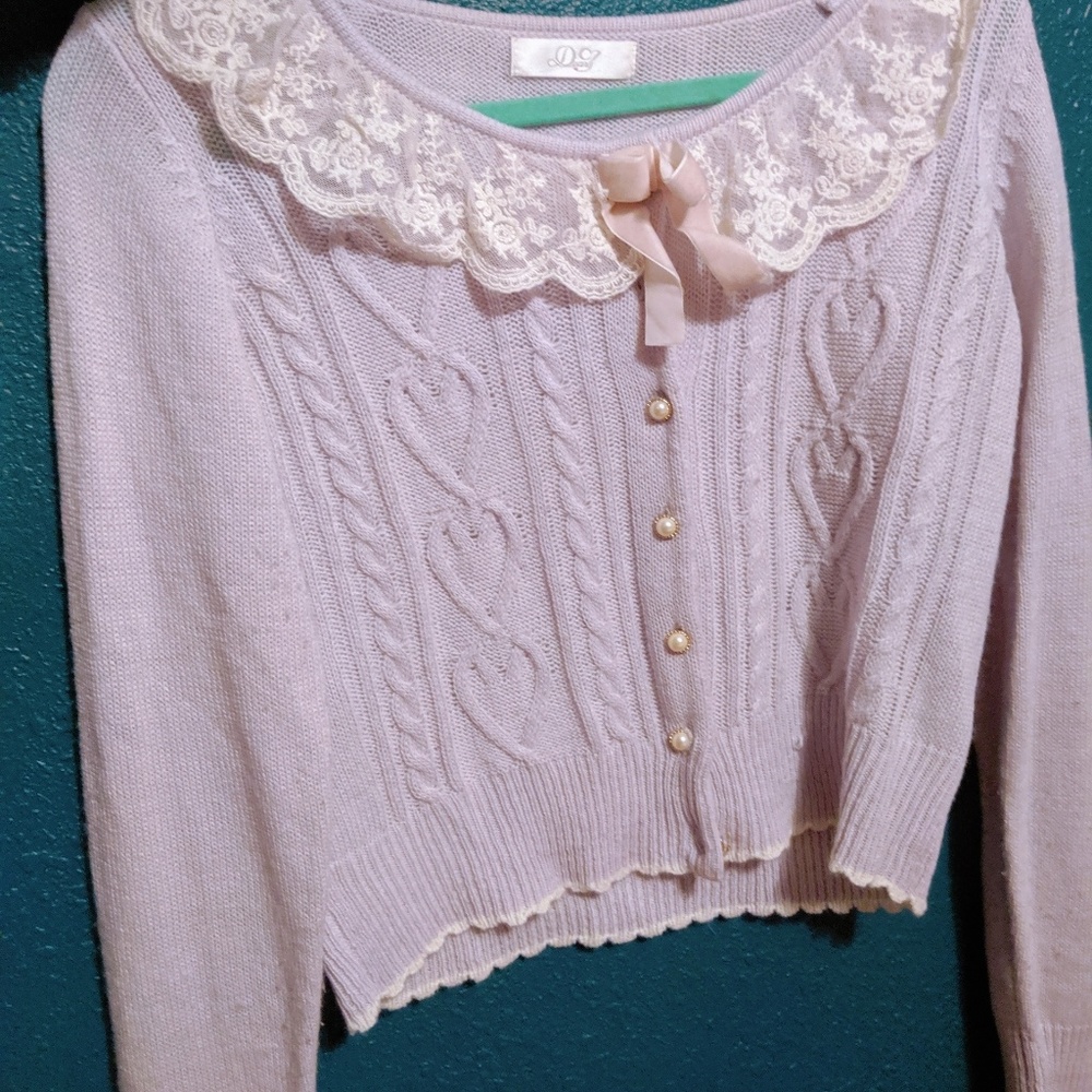 Kawaii Pastel Lilac Knit Cardigan Japan, size M/L